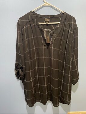 Worthington Woman Size 3x Winter Plaid Blouse